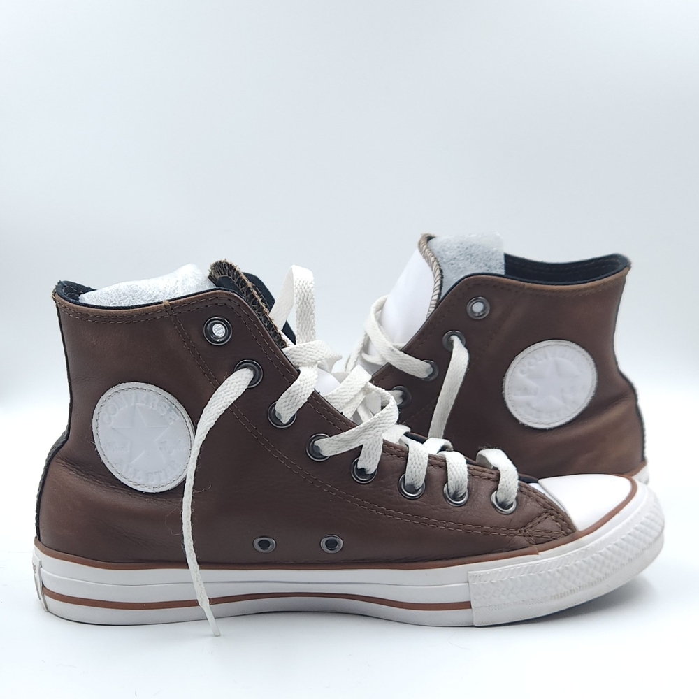 Converse faux leather Brown and White High-Top Athletic Shoes Sneakers 9.5
